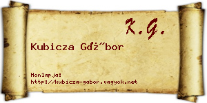 Kubicza Gábor névjegykártya